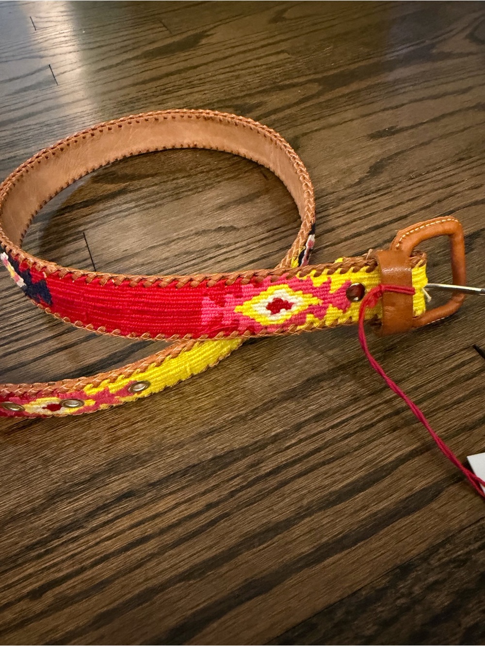 NWT Frances Valentine handmade Guatemalen belt - Multicolor Leather-Trim Belt - Picture 3 of 10
